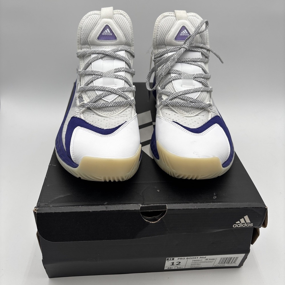 Adidas FW9517 Pro‎ Boost Mid Basketball Sneakers White Blue Men's Size 12 NWB